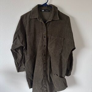 Zara Olive Green Corduroy Shirt